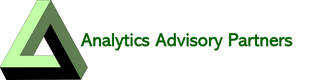 Logo of Analytics Advisory Partners featuring a stylized green triangle and the company name in green text, representing consulting in analytics.