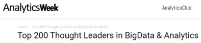 List of the top 200 thought leaders in Big Data and Analytics by AnalyticsWeek, highlighting influential professionals in the field.