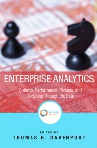 Cover of "Enterprise Analytics" by Thomas H. Davenport, featuring a chess piece on a red and white background, symbolizing strategy in data-driven decision-making.